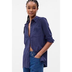 Gap navy blue suede boyfriend shirt